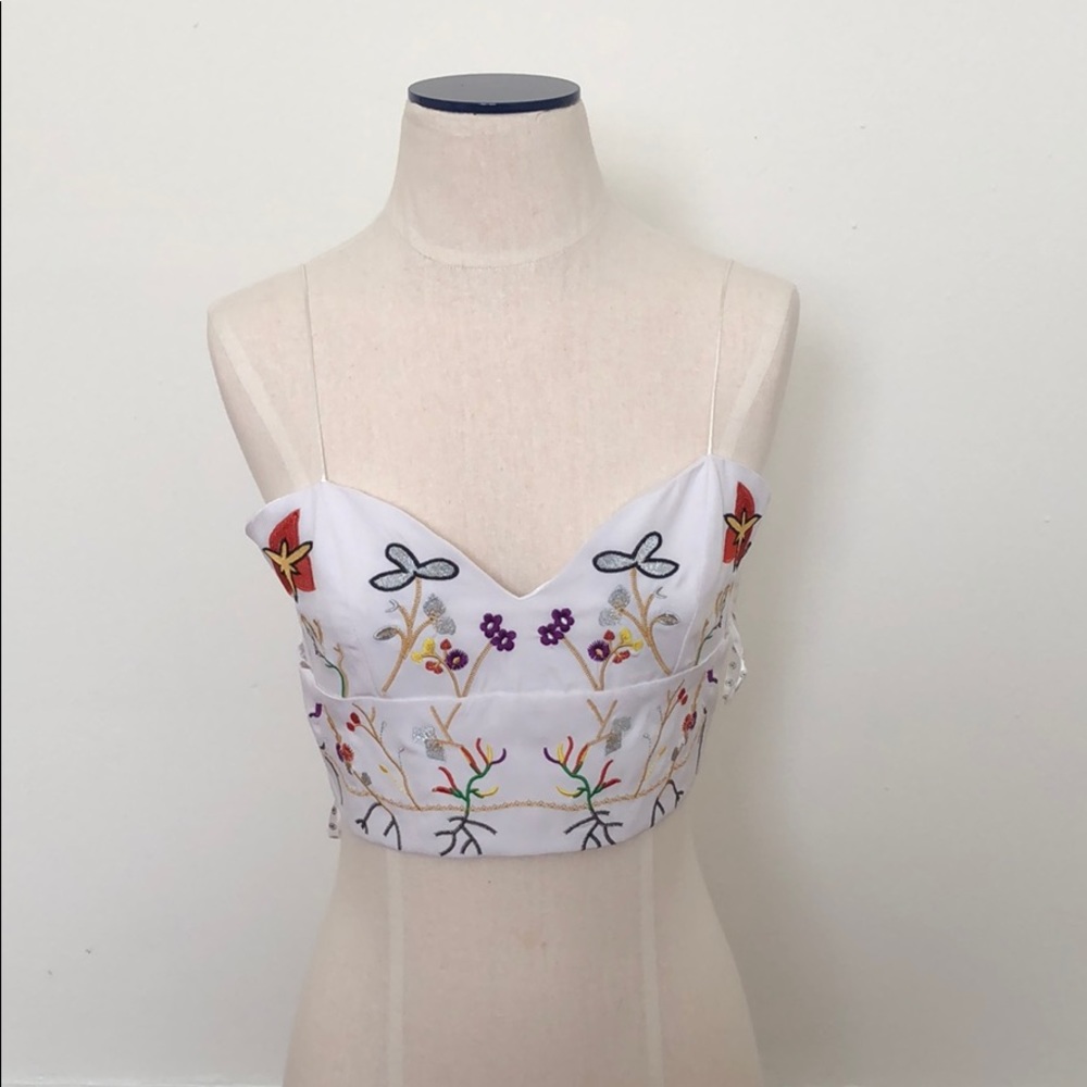 Embroidered Strappy Crop Top